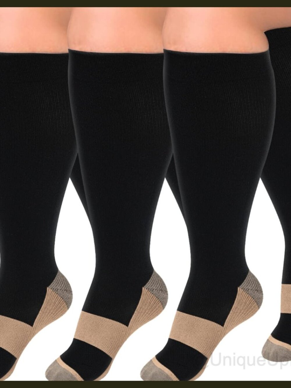 Plus Size Compression Socks 15-20 mmHg Knee High Support